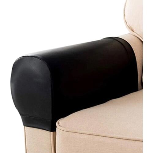 Sofa Armchair Arm Covers Dustproof Waterproof Stretch PU Leather Arm Caps Waterproof Sofa Slipcovers Protectors