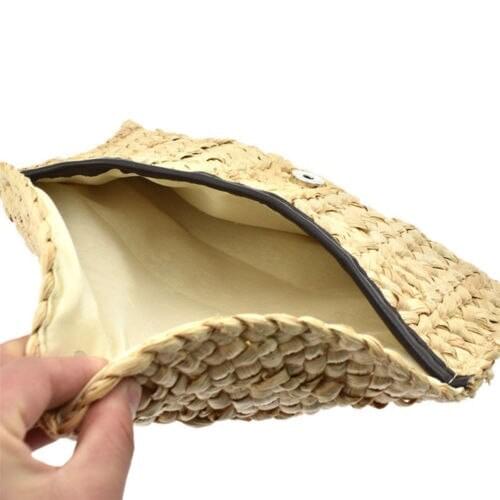 Women Boho Straw Knitted Clutch Braided Handbag Summer Beach Bag Purse Holder