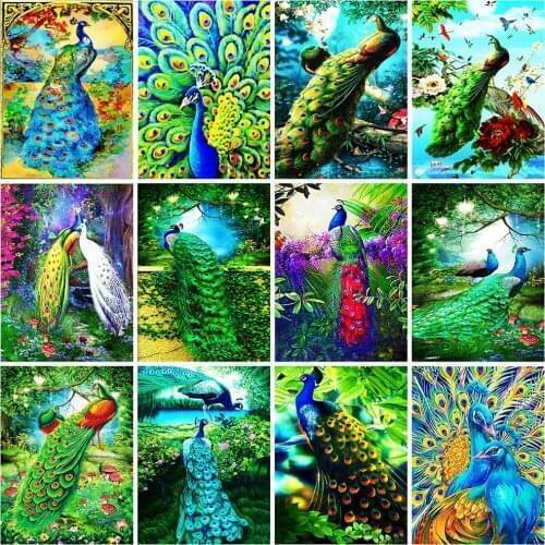 Evershine Full Square Round Diamond Embroidery Peacock 5D DIY Diamond Painting Cross Stitch Animals Mosaic Art Home Decoration