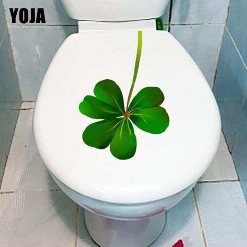 YOJA 15.9X22.6CM Clover Cartoon Plant Bathroom Toilet Sticker Childern Bedroom Wall Decor T1-1453