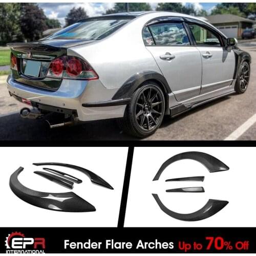 For Honda Civic FD2 Carbon Fiber 4Pcs M&M Wide Body kit Rear Fender Flares Addon Exterior Accessories