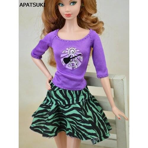 Leopard Pattern Causal Dress For Barbie Dolls Short Dress For 1/6 BJD Doll High Quality