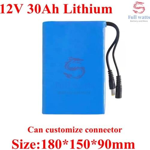 Power Battery 12v 30ah 30000mah 12v Dc Li-ion Lithium Pack for 200w Golf Trolly ATV Crazy Cart Backup Power Gel + 3A Charger