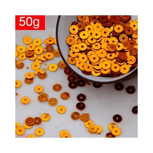 LNHOME-50g(10000pcs) 4mm Flat Round Loose Sequins Paillettes Sewing Wedding Craft Good Quality 10# Orange Confetti