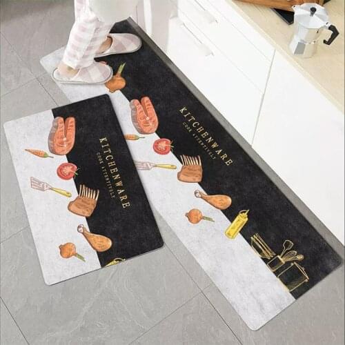 Fashionable Simple Nordic StyleWaterproof Kitchen Floor Mat Household Carpet Long Strip Door Mat Modern Home Decor