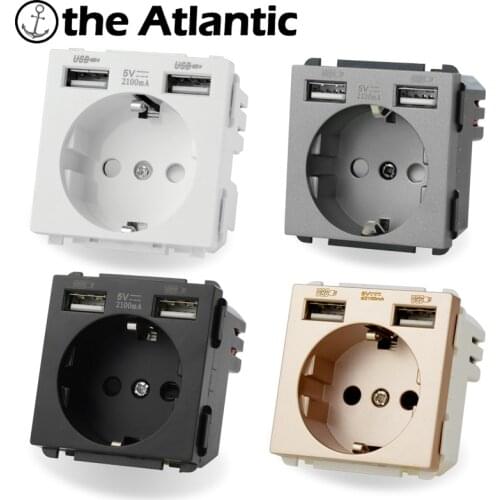 S Series- DE EU Power Socket Module With Dual USB Charging Function Module DIY Free Combination Socket Black White Gold Gray