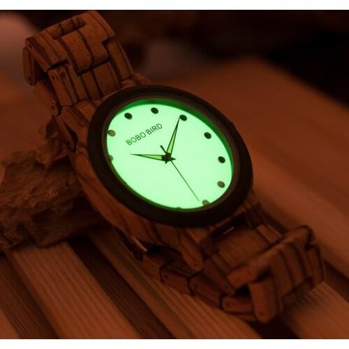 BOBO BIRD Men Watches Luminous Dial Digital Movement Wooden Strap Male Wristwatch relogio masculino Drop Shipping B-P04