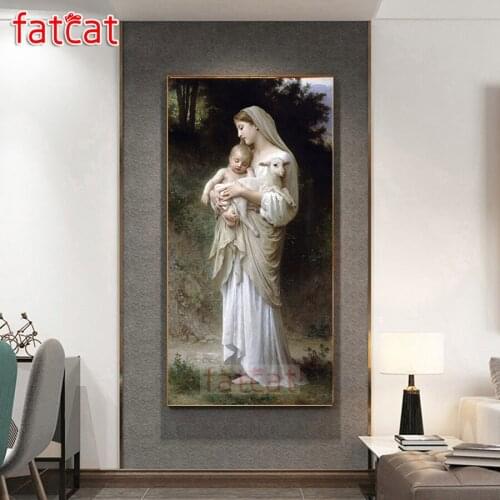 FATCAT Abstract Jesus And Virgin Mary Baby Large Diy Diamond Painting Full square round drill 5d Diamond Embroidery Kit AE2849