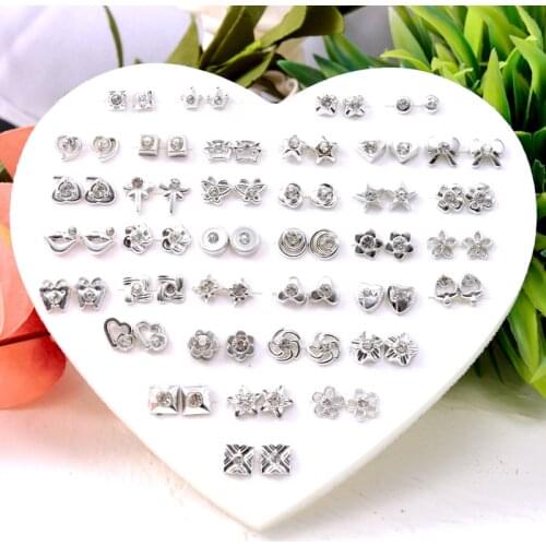 36 Pair/lot Fashion Crystal Cartoon Hypoallergenic Plastic Stud Earrings Set For Women Girl Child Accessories Party Jewelry