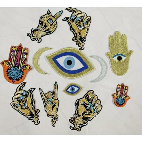 Iron-on embroidery eyes moon palm claw cartoon patches for clothing DE-23