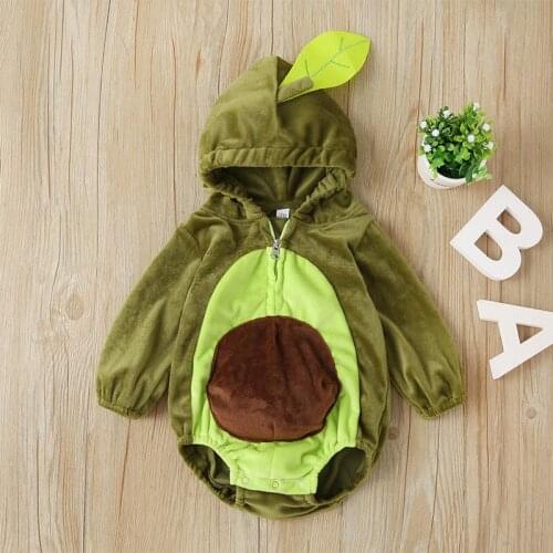 Autumn Newborn Baby Boy and Girl Clothes Green Pattern with Avocado Baby Romper Cotton Baby Clothes Tutu Suit