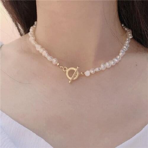 French Retro Baroque Shaped Freshwater Pearl Clavicle Chain Necklace Necklace Womens Jewelry