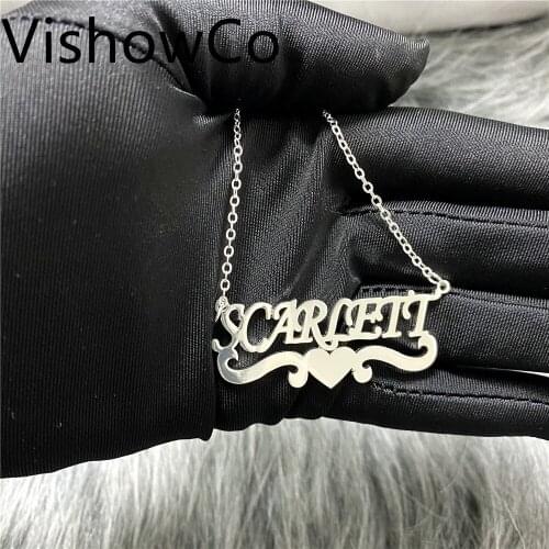 Handmade Custom Name Personality Name Necklaces for Women Men Stainless Steel Jewelry Gold Filled Heart Statement Choker Bijoux