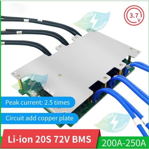 BMS 20S 72V 200A 250A Charging Lithium Battery Protection Board Equalizer Lipo Li ion 18650 bms with Temperature Control Balance