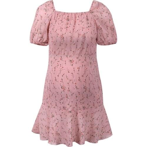 Maternity Dress Maternity Clothes Summer Flowers Short-Sleeved Maternity Dress Casual Fashion Irregular Skirt with Ruffled Hem