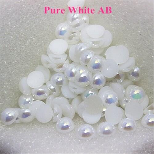 1.5-12mm Flatback White AB Half Round Pearl Beads Resin ABS Imitation Pearl Beads DIY Wedding Dress Button Nail