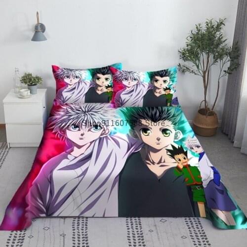 Hot Anime Bed Sheet Set 3D Printed Polyester Bed Flat Sheet With Pillowcase Bed Linen For Children Adult King Queen Size