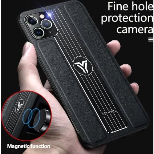 Luxury Leather Car Magnetic Holder Phone Case For iPhone 12 11 Pro XS Max XR X 8 7 6 Plus Ultra-thin Silicone Protection Cover