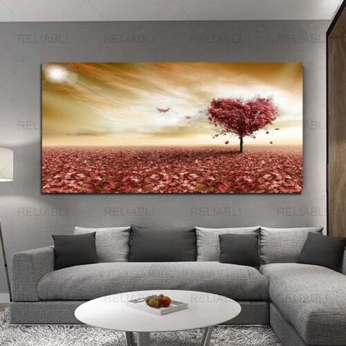 Nordic Nature Landscape Painting Tree Flower Deer Posters and Prints Canvas Painting Wall Pictures for Living Room Home Decor