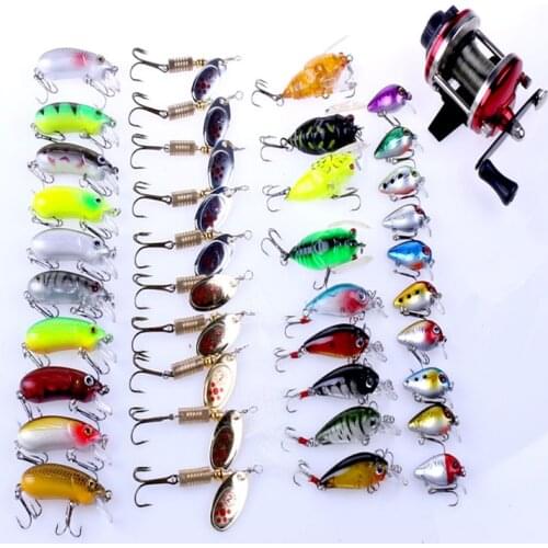 40pcs Minnow Fishing Lure Pesca Hooks Fish Wobbler Tackle Crankbait Spoon Artificial Japan Hard Bait Set Spinning Feeder Reel