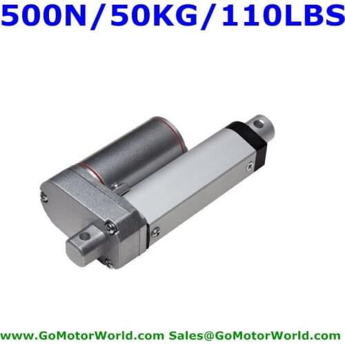 Waterproof 12V 50mm 2inch stroke 500N 50KG load 20mm/s speed heavy duty linear actuator free shipping