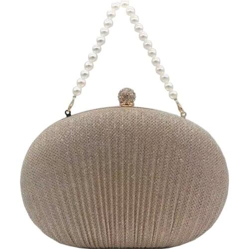 XIYUAN Luxury Rhinestone Clutch messenger Bags Exquisite Female clutches Pearls Beaded Chain Handbags Wedding Purse Shouler Bag