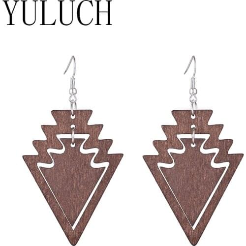 YULUCH Women geometric multi-level wood art pendants people girls elegant simple casual retro jewelry ladies wooden accessorieS