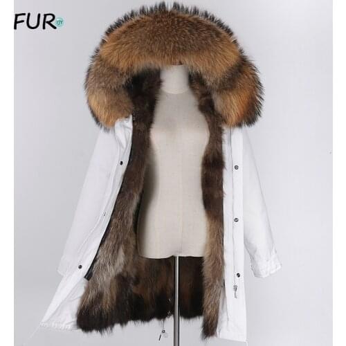 Real Fur Coat Winter Jacket Women Natural Raccoon Fur Collar Fox Fur Liner warm Waterproof Parka thick streetwear outwear