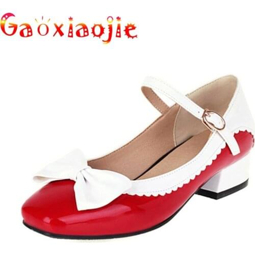 2021 Candy Color Little Fresh Women Pumps Shoes 3CM Fashion Patchwork Lolita Style Sweet Butterfly-Knot Square Head High Heels