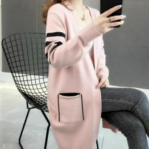 2020 New Autumn Plus Size Korean Sweater Cardigan Womens Solid Casual Pockets Loose Cardigan Female Knitting Outwear S-3XL M086