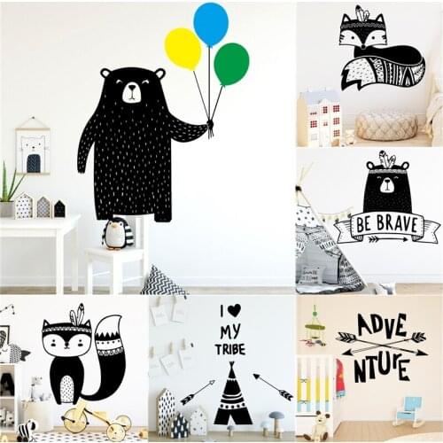 Tribal Animals ballon Bear Fox Arrow Wall Sticker Wall-sticker Vinyls Stickers Bedroom decor Nursery for kids Room decoration