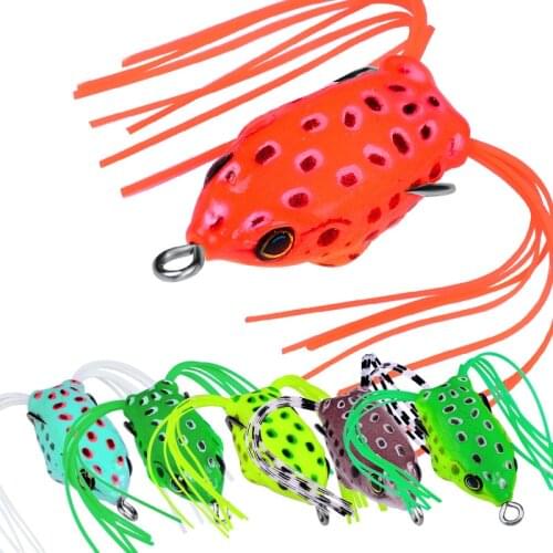 1 Pcs New style 4.1cm 4.5g Frog Lure Soft Tube Bait Plastic Fishing Lure with Fishing Hooks Topwater Ray Frog Artificial 3D Eyes