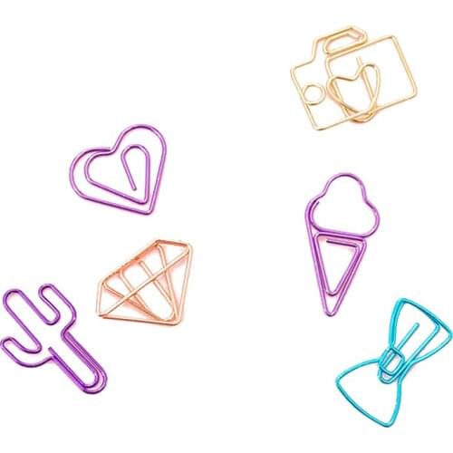 10PCS/Pack Kawaii Bow Love Diamond Clips Bookmark Metal Paper Clip For Message Ticket School Office Supplies Stationery sl2137