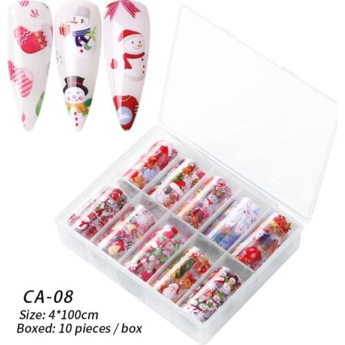 10pcs Colorful Flowers Stickers On Nails Foil Transfer Starry Sky Sliders For Manicure Nail Art Decals Decoration