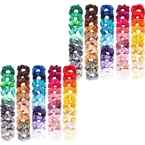 100Pcs Women Silky Hair Scrunchies Elastic Bobble Scrunchy Hair Ties Rope Band Hair Bands Hair Accessories