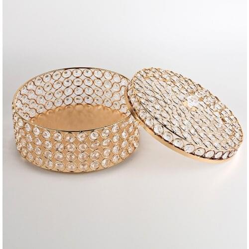 20cm Crystal Candy Tray Cosmetics Jewelry Storage Box Home Wedding Decoration Props Fruit Plate