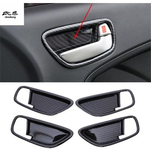 4pcs/lot Car stickers ABS carbon fiber grain Interior door shake handshandle bowl decoration cover for 2012-2018 KIA K3