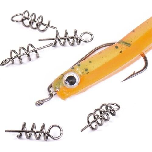 50 PCS/Lot Stainless Steal Fishing Lures Fixed Hook Pin Latch Needle Soft Worms Fishing Bait Spring Fish Tools