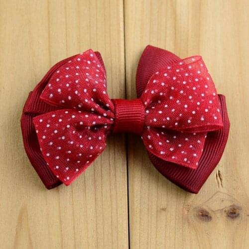 60 pcs/lot Polka Dot Bowknot WITHOUT Clip 2.75" Chiffon Korea Hair Bows