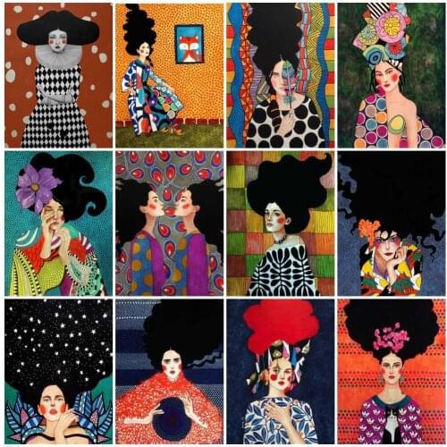 AZQSD Full Drill Diamond Embroidery Woman Abstract Mosaic Picture Of Rhinestones Diamond Painting Portrait Gift Home Decoration