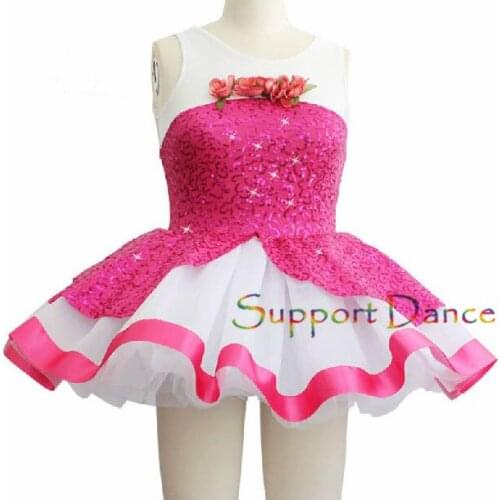 Sequin Flowers Ballet Tutu Dress Children Adult Professional Shiny Performance Dance Costume C15