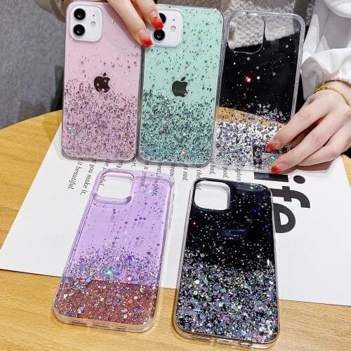 Luxury Bling Glitter Stars Sequins Case For iPhone 12 11 Pro Max 12Mini XS MAX XR X For iphone 8 7 6 6S Plus Silicone Back Cover