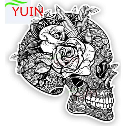 Skull Car Sticker Motorcycle Decals Mexico Festival Day of The Dead Creative PVC Window Decorative Waterproof Decal 15*15cm