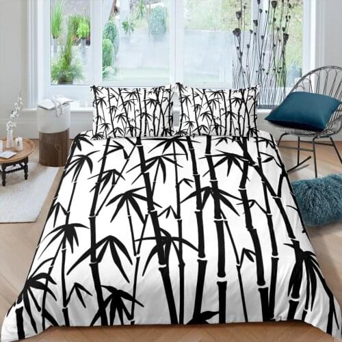 Home Textiles Luxury 3D Bamboo Print Duvet Cover Set 2/3 Pcs Pillowcase Kids Bedding Set AU/EU/UK/US Queen and King Size