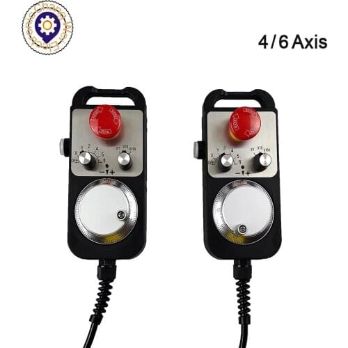 CNC Pulse Generator 4/6axis Pendant Handwheel MPG with Emergency Stop For Siemens MITSUBISHI FANUC System 5V Manual Pulse Gene