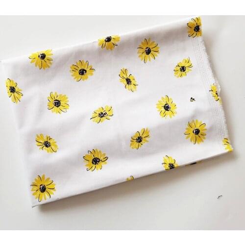 HLQON cotton sateen Bee on white background fabric for sewing women clothing upholstery tissue wedding dress patchwork DIY