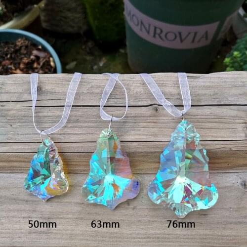 50/63/76mm AB Color Crystal Prism Christmas Tree Suncatcher Pendant Chandelier Parts DIY Home Wedding Window Decor Ornament