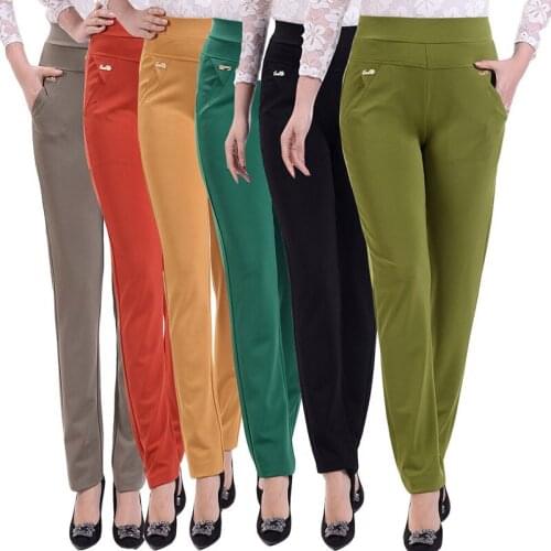 Summer Women Pants 2021 New Color High Waist Stretch Thin Casual Pants Plus Size 5XL Middle-aged mom pants Womens clothing