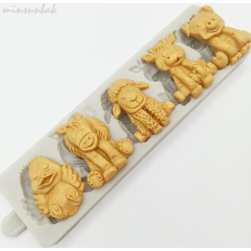 Minsunbak Cartoon Animal Silicone Mold Fondant Mold Cake Decorating Tool Chocolate Gumpaste Mould Sugarcraft