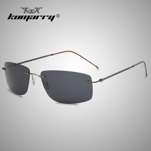KUMARRY Retro Square Rimless Polarized Sunglasses Men Lightweight Titanium Material Drivers Sun Glasses Mirrored UV400 KTM033